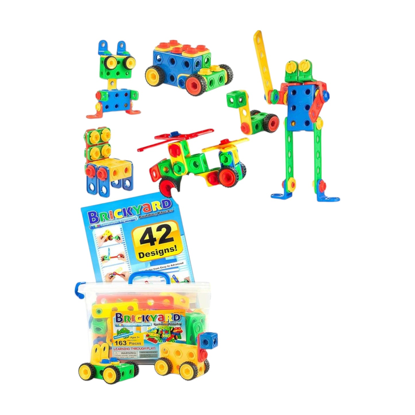 Brickyard STEM Building Blocks for Kids 4-8 | 163-Pc Educational Toys Set with Tools & Guide - Ricky's Garage