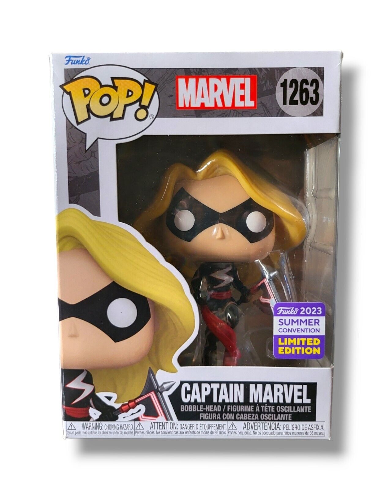 New Funko POP! Marvel #1263 "Captain Marvel" Vinyl Bobble-Head - 2023 Summer LE - Ricky's Garage