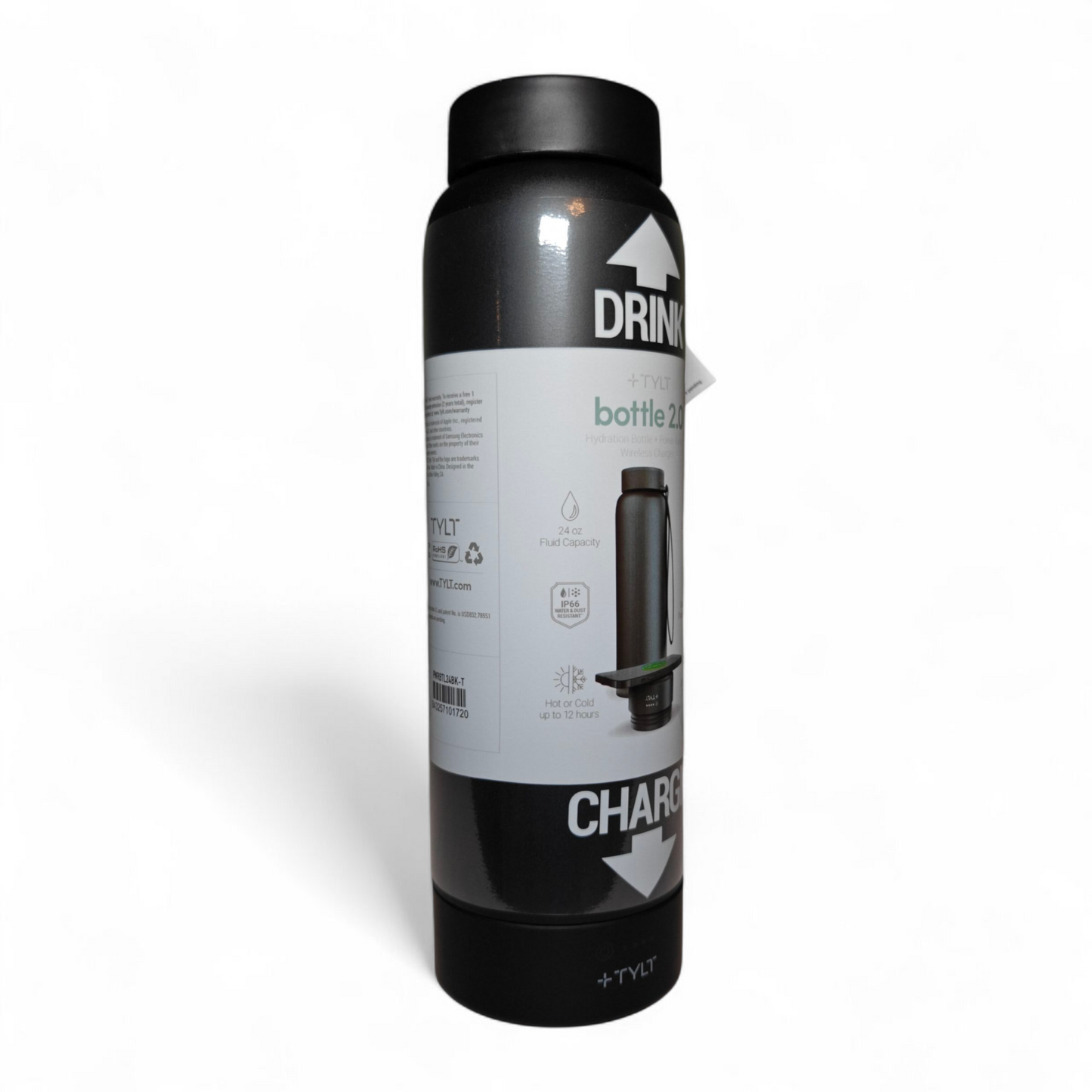 TYLT Power Bottle 2.0 | 24oz Insulated Water Bottle with 5700mAh Magnetic Power Bank