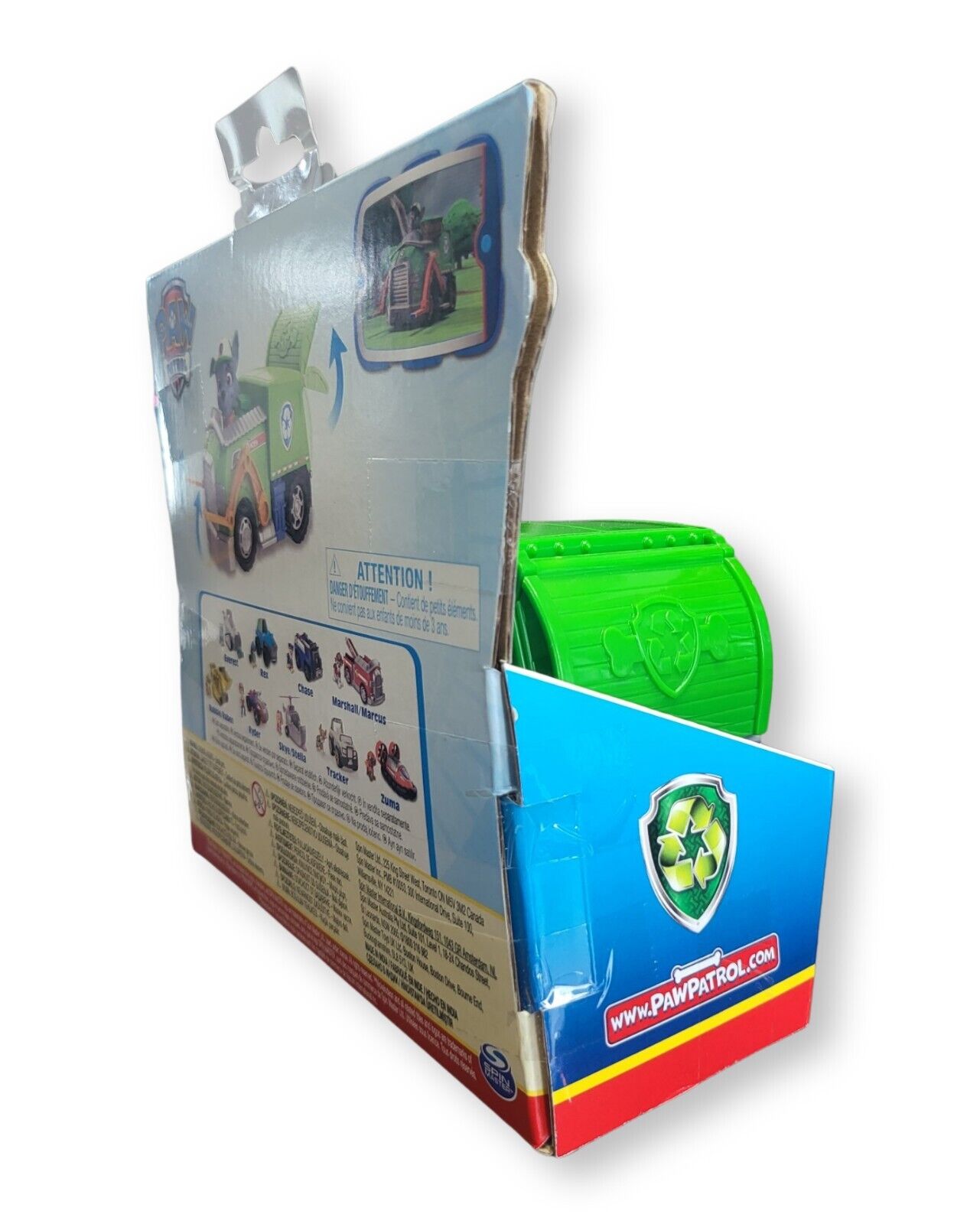 PAW Patrol, Rocky’s Recycle Truck Vehicle with Collectible Figure - Ricky's Garage