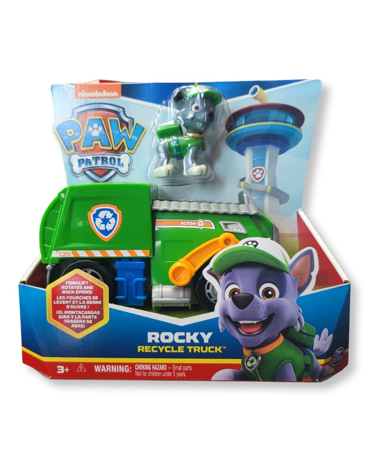 PAW Patrol, Rocky’s Recycle Truck Vehicle with Collectible Figure - Ricky's Garage