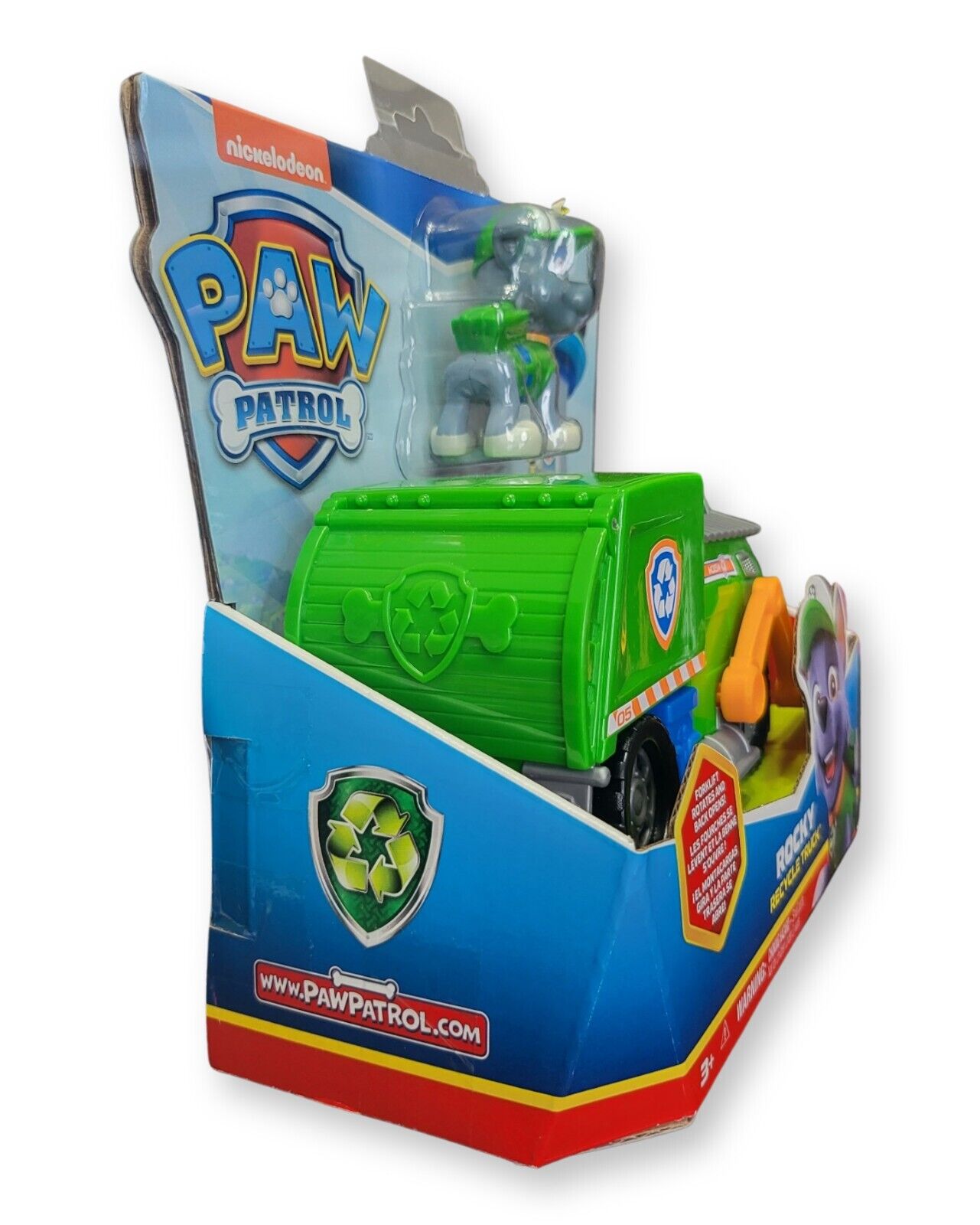 PAW Patrol, Rocky’s Recycle Truck Vehicle with Collectible Figure - Ricky's Garage