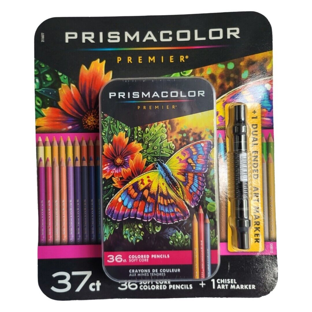 Prismacolor Premier 36 Soft Core Colored Pencils 1 Chisel Marker - Ricky's Garage