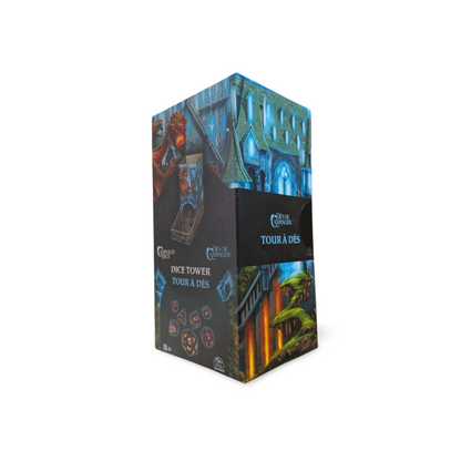 Campaign Dice Tower & 7 Polyhedral Dice Set Portable RPG Rolling Station