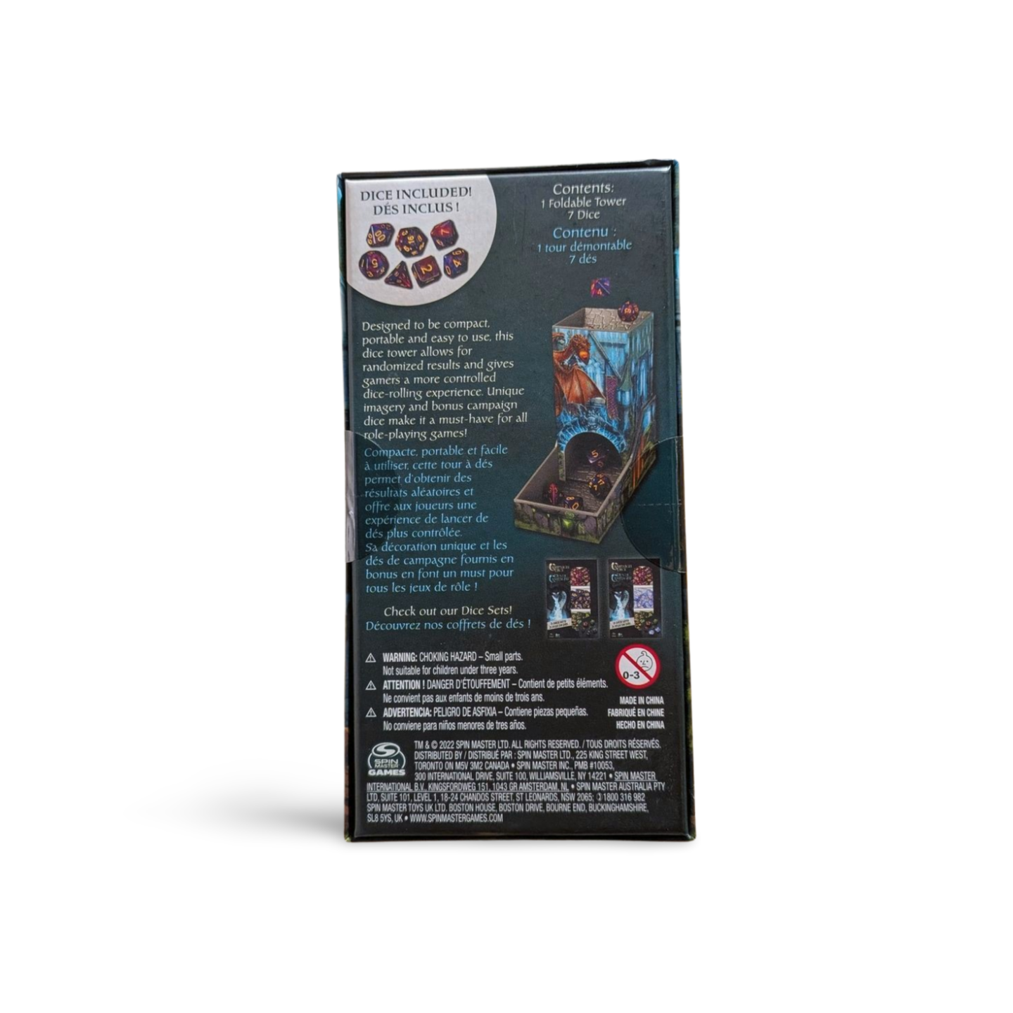 Campaign Dice Tower & 7 Polyhedral Dice Set Portable RPG Rolling Station