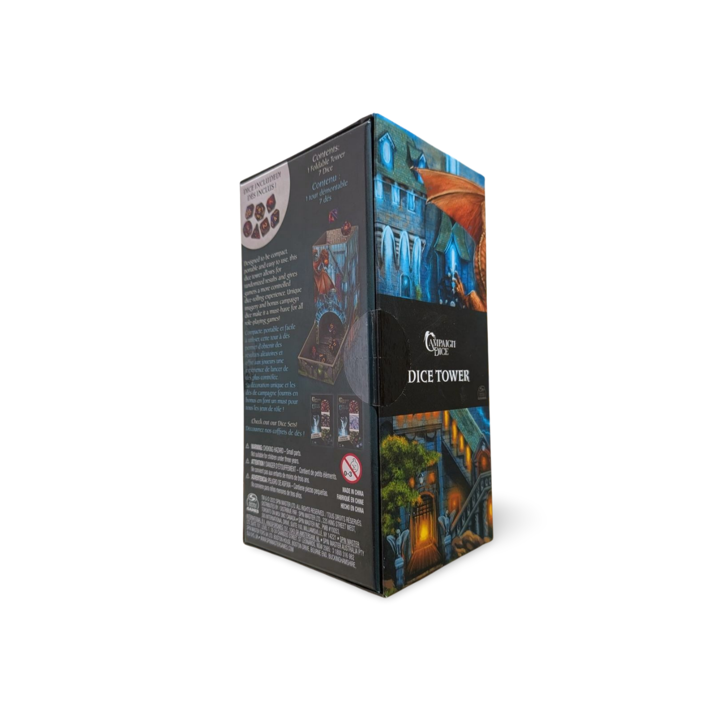 Campaign Dice Tower & 7 Polyhedral Dice Set Portable RPG Rolling Station