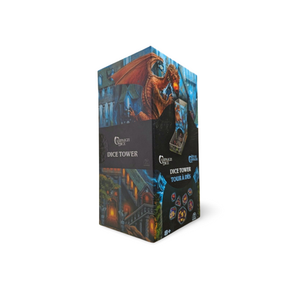 Campaign Dice Tower & 7 Polyhedral Dice Set Portable RPG Rolling Station