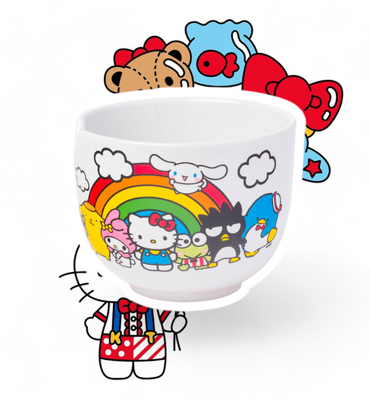Hello Kitty & Friends Rainbow Ceramic Ramen Bowl with Chopsticks - 20oz | Official Sanrio Merchandise - Ricky's Garage