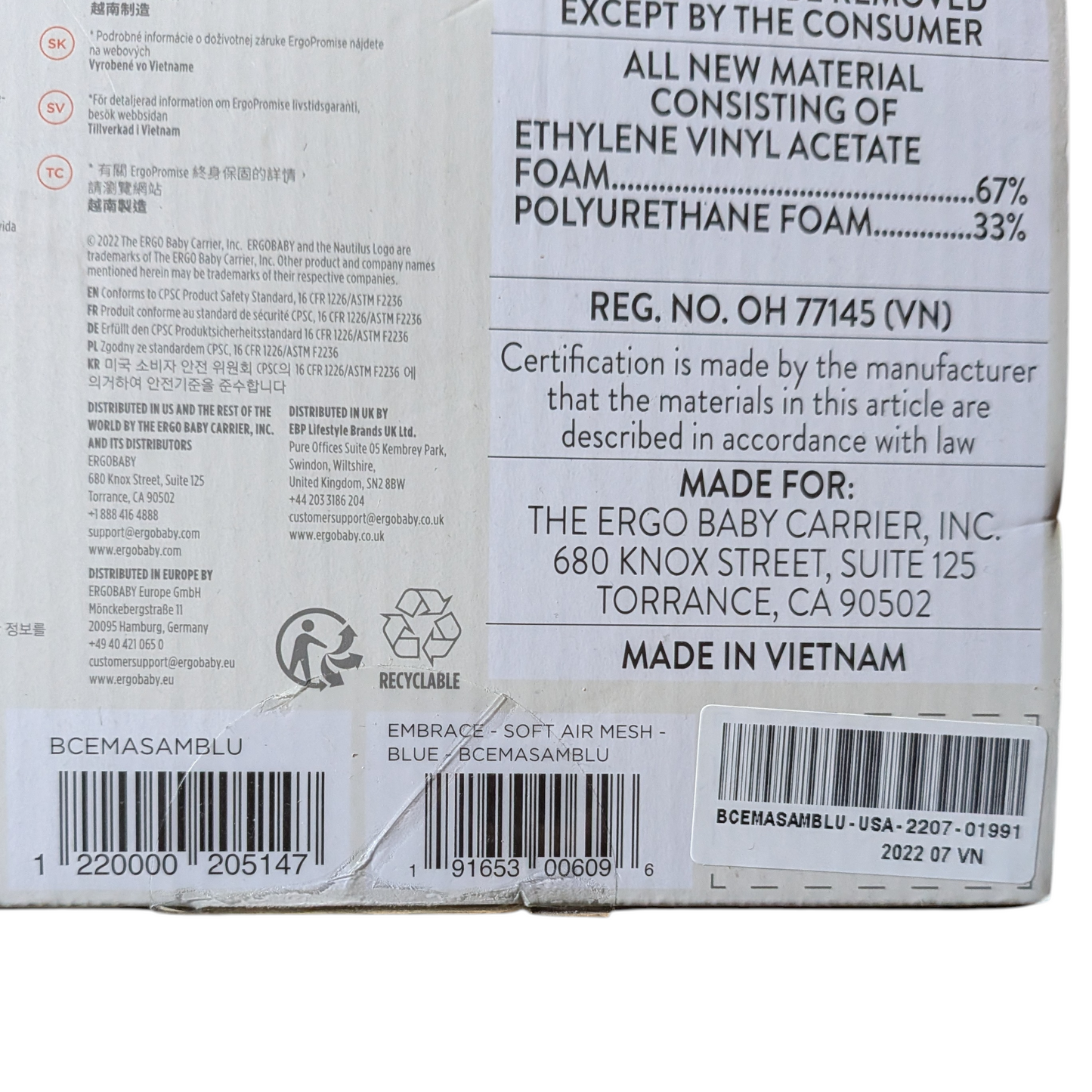 Ergobaby Embrace Cozy Soft Air Mesh Newborn Baby Carrier Blue