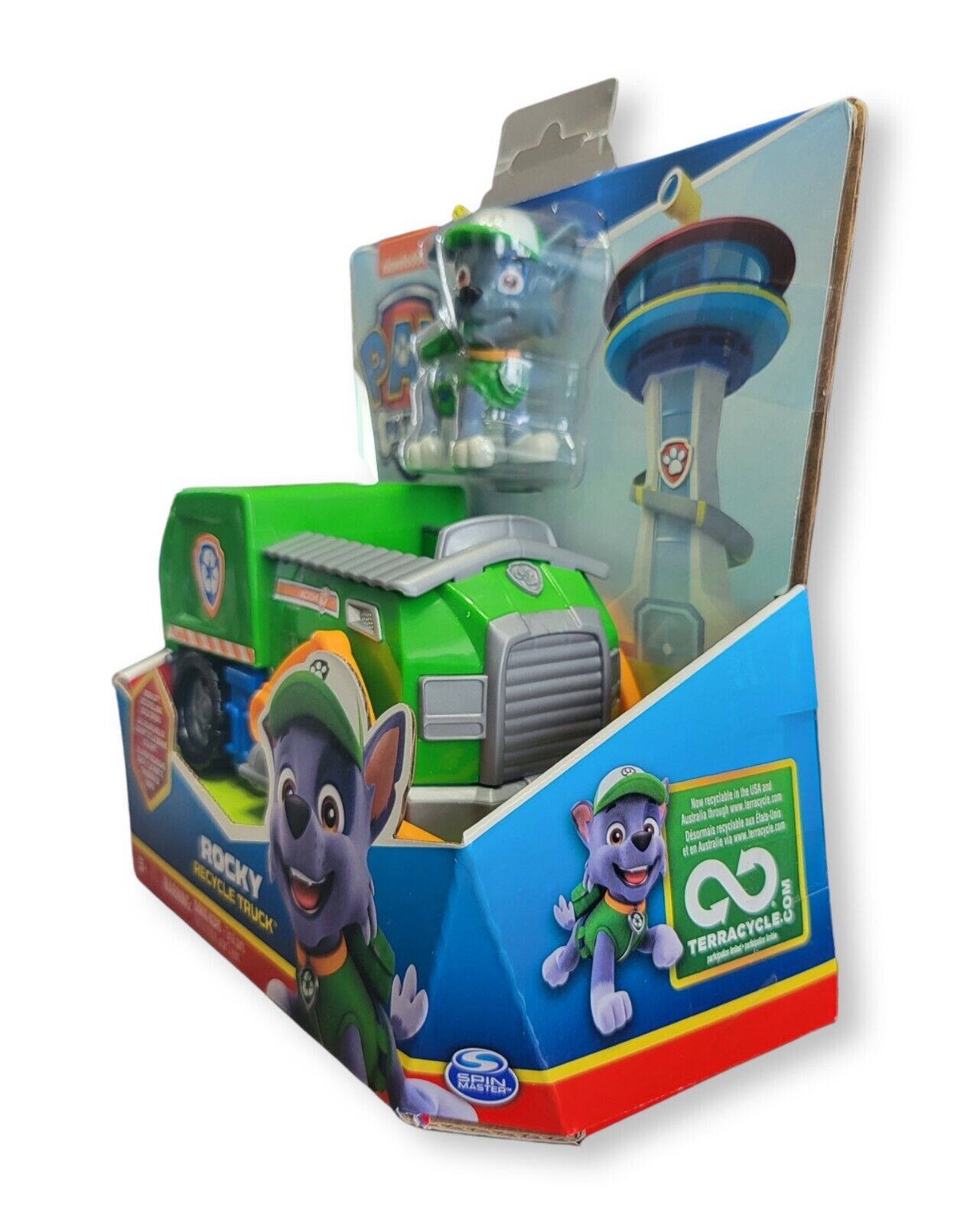 PAW Patrol, Rocky’s Recycle Truck Vehicle with Collectible Figure - Ricky's Garage