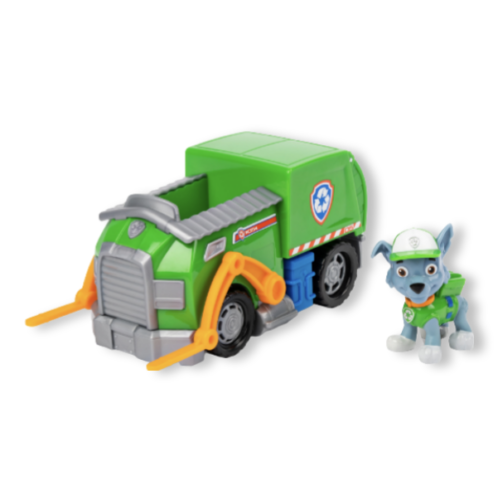 PAW Patrol, Rocky’s Recycle Truck Vehicle with Collectible Figure - Ricky's Garage