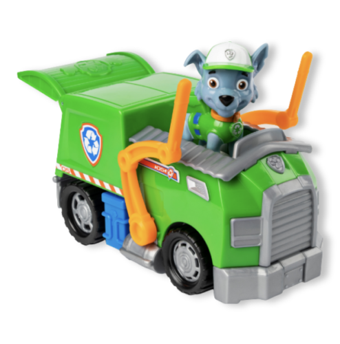 PAW Patrol, Rocky’s Recycle Truck Vehicle with Collectible Figure - Ricky's Garage