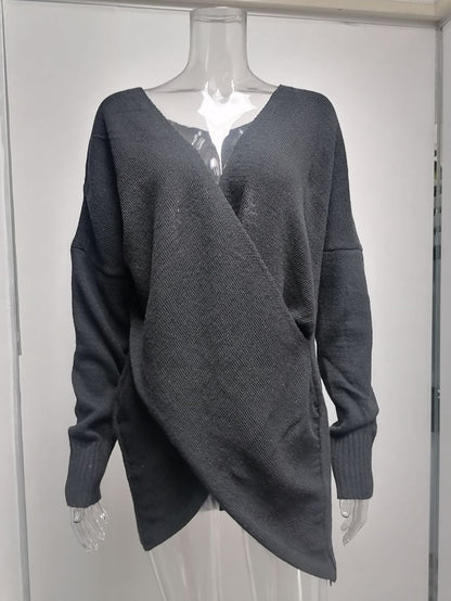 Cross Loose Outer Wear Women's Knitted Sweater - Ricky's Garage