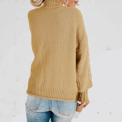 Casual Women's Thick Thread High Neck Pullover Sweater - Ricky's Garage