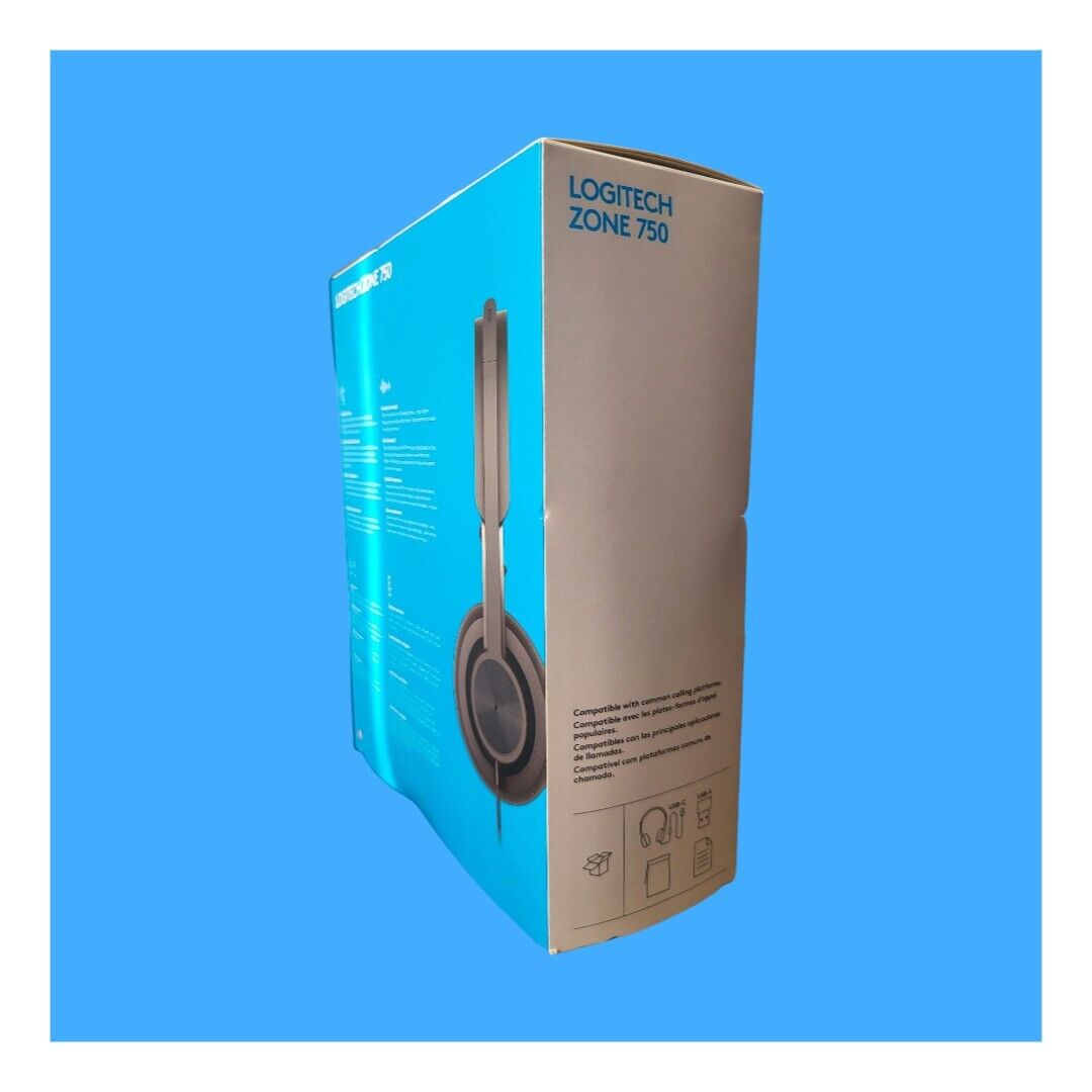 Logitech - Zone 750 Wired Noise Canceling On-Ear Headset - Black - NEW - Ricky's Garage