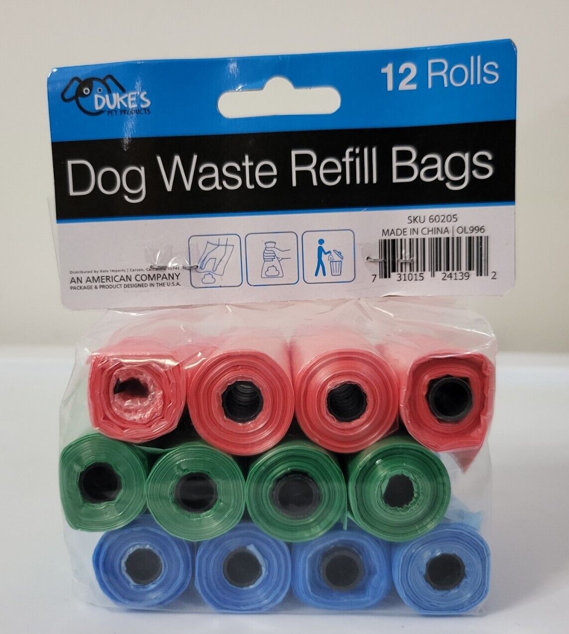 Pet Dog Waste Refill Bags 12 Rolls 3 colors 15 bags per Roll - Ricky's Garage