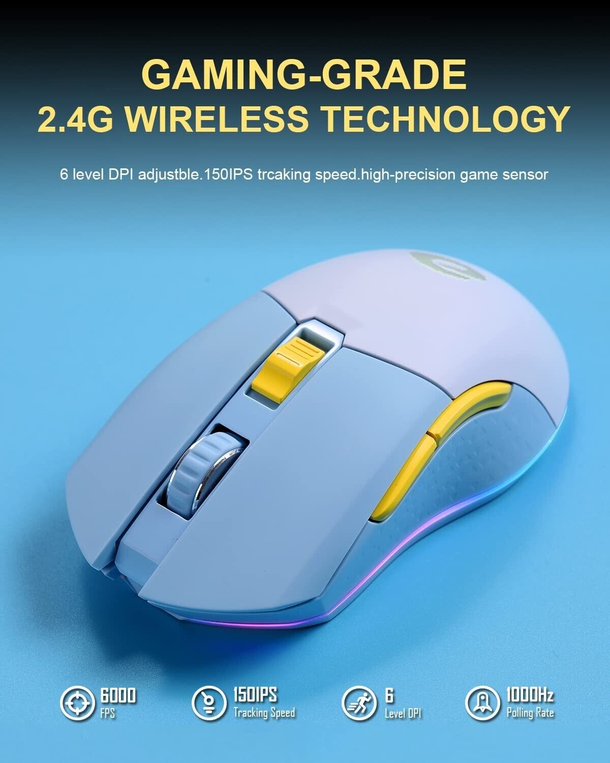 Wireless Wired Gaming Mouse DAREU Dual-Mode Rechargeable 7 Programmable Buttons - Ricky's Garage